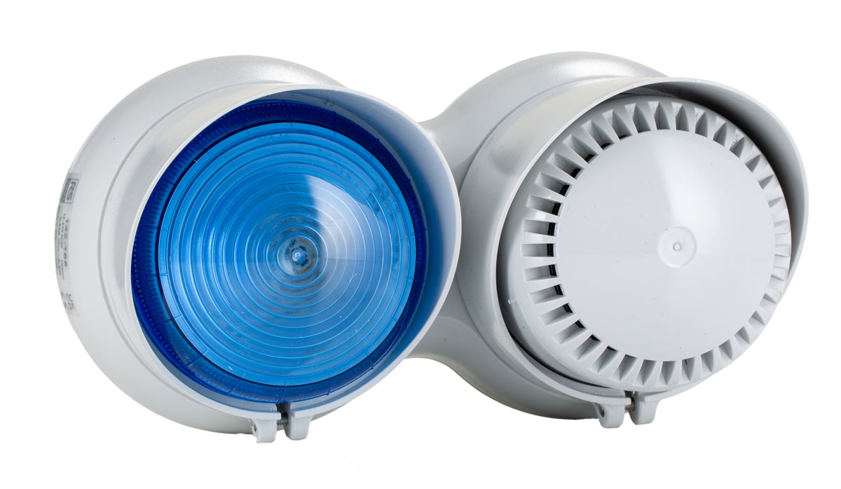 TieDex UK Blue Beacon-Sounder Combination, IP66 24V ac/dc Screw, Bracket 105 dB @ 1m