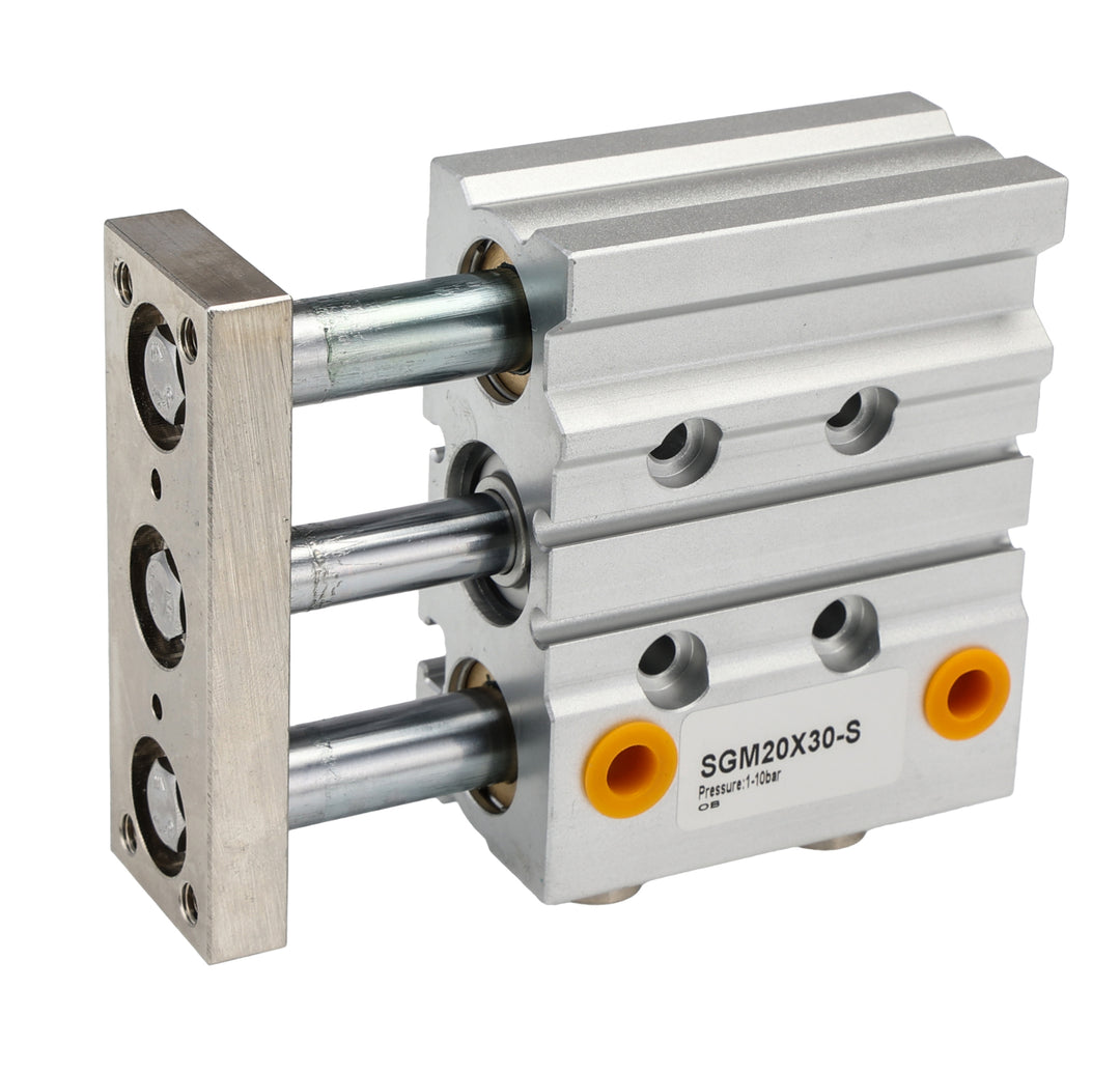 TieDex UK Pneumatic Guided Cylinder - 20mm Bore, 30 mm Double Acting Acting