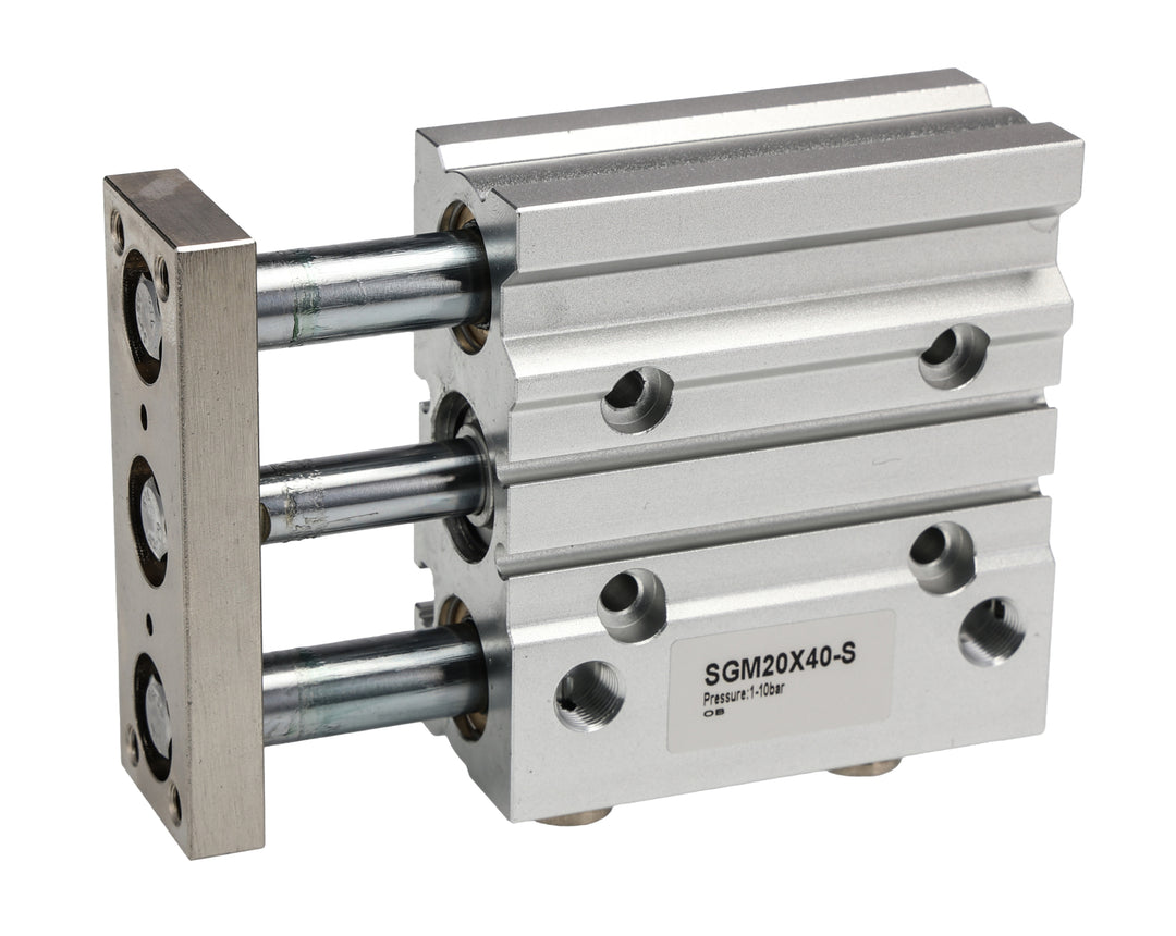 TieDex UK Pneumatic Guided Cylinder - 20mm Bore, 40 mm Double Acting Acting