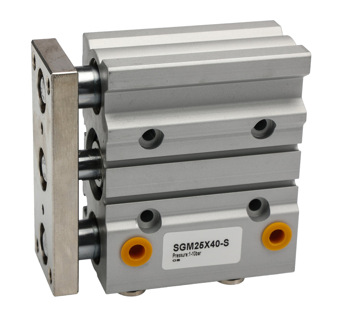 TieDex UK Pneumatic Guided Cylinder - 25mm Bore, 40 mm Double Acting Acting