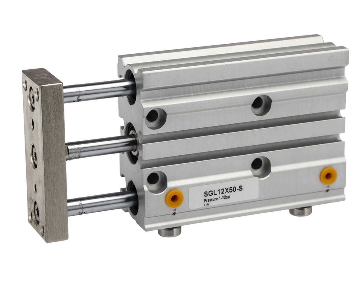 TieDex UK Pneumatic Guided Cylinder - 12mm Bore, 50 mm Double Acting Acting