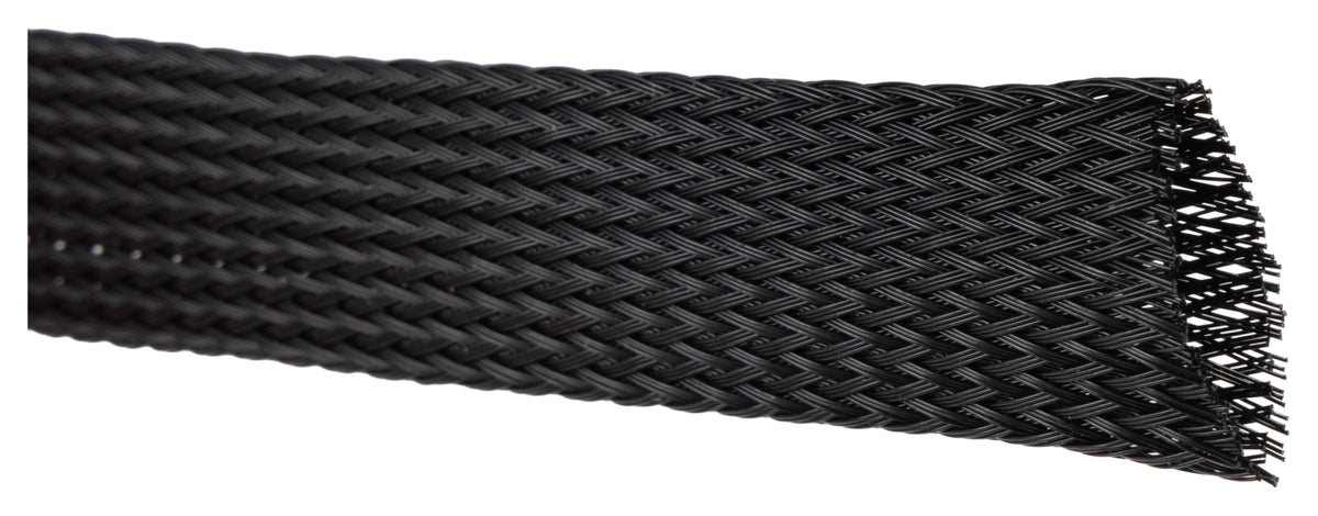TieDex UK Expandable Braided Polyethylene Terephthalate Black Cable Sleeve 35 mm Cable Diameter