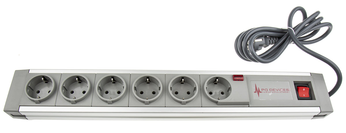 TieDex UK 2 m 6 Socket Type F - German Schuko Trailing Socket Trailing Socket, 250V ac