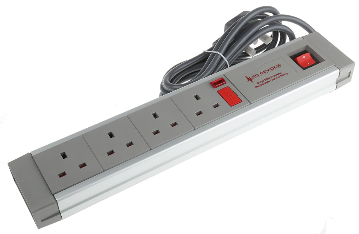 TieDex UK 2 m 4 Socket Type G Trailing Socket Trailing Socket, 230V ac