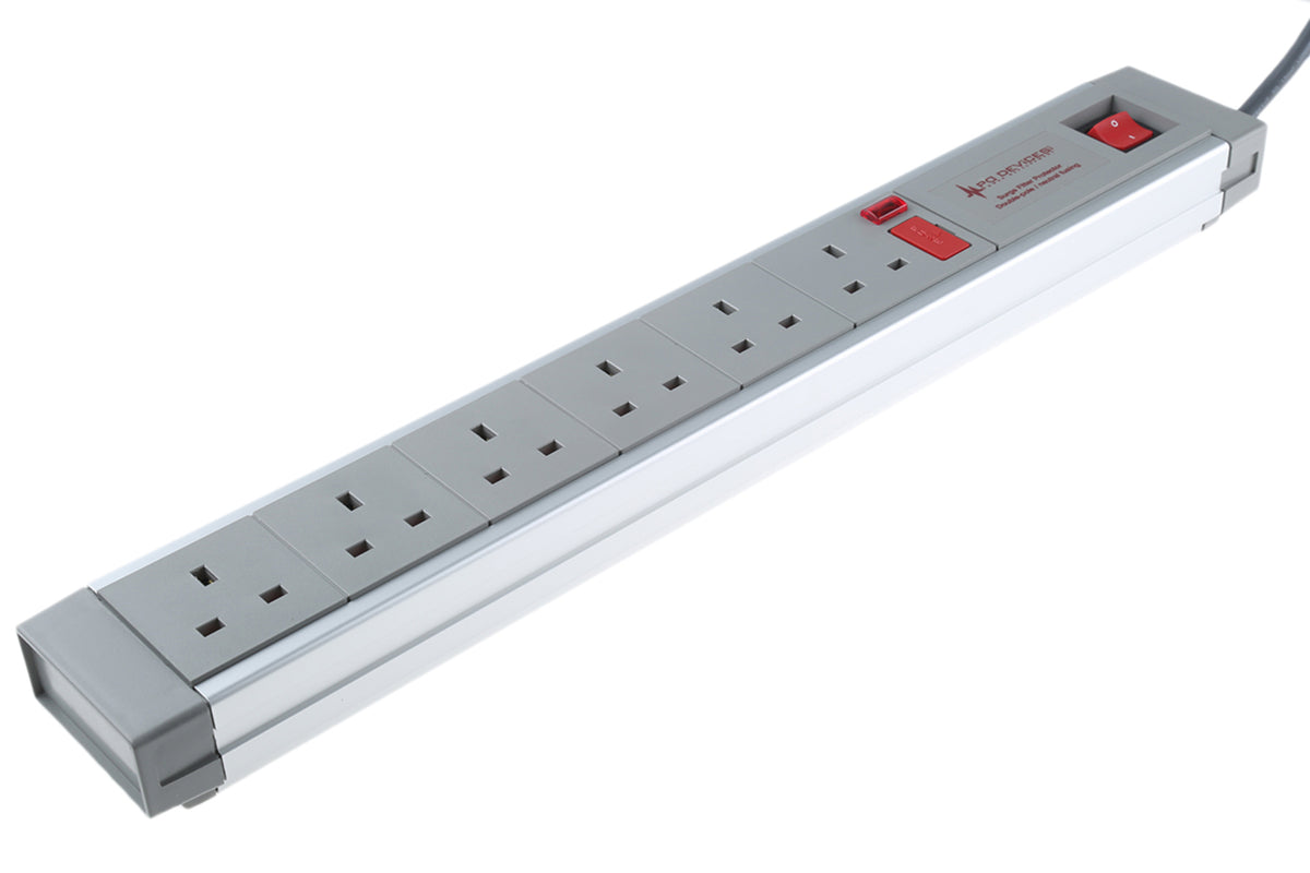 TieDex UK 2 m 6 Socket Type G Trailing Socket Trailing Socket, 230V ac