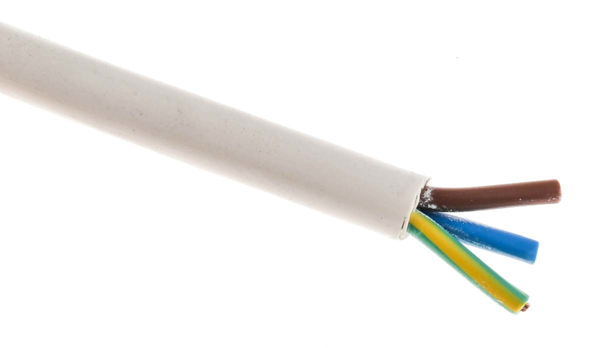 TieDex UK 3 Core Power Cable, White 1mm² 70 °C, 100 m Polyvinyl Chloride