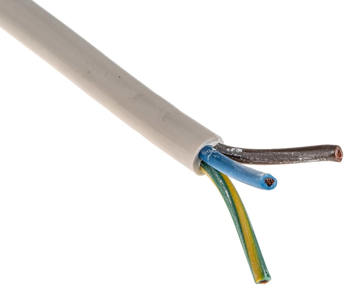 TieDex UK 3 Core Power Cable, White 1.5mm² 70 °C, 100 m Polyvinyl Chloride