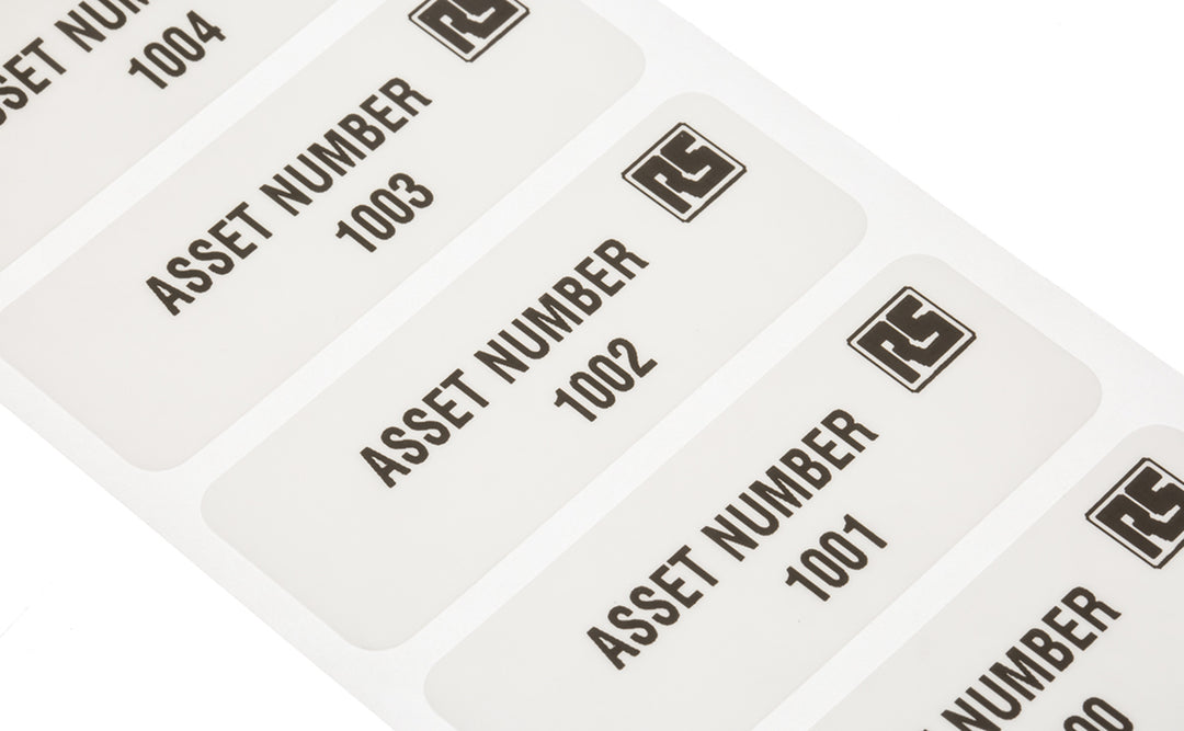 TieDex UK Adhesive Pre-Printed Adhesive Label-Asset Number-. Quantity: 2999 Per Pack