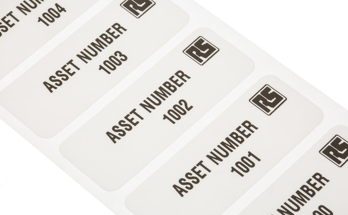 TieDex UK Adhesive Pre-Printed Adhesive Label-Asset Number-. Quantity: 2999 Per Pack