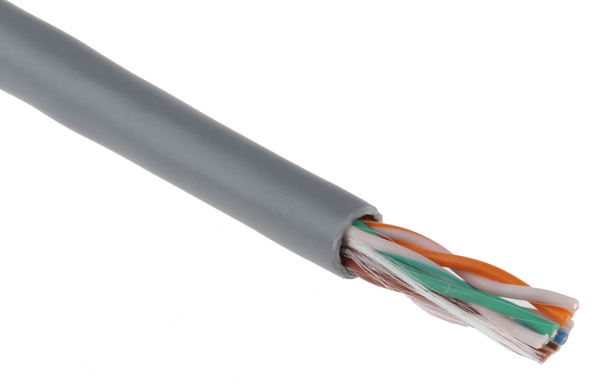TieDex UK Cat5e Ethernet Cable, 305 m, Grey Unterminated Unterminated, U/UTP PVC