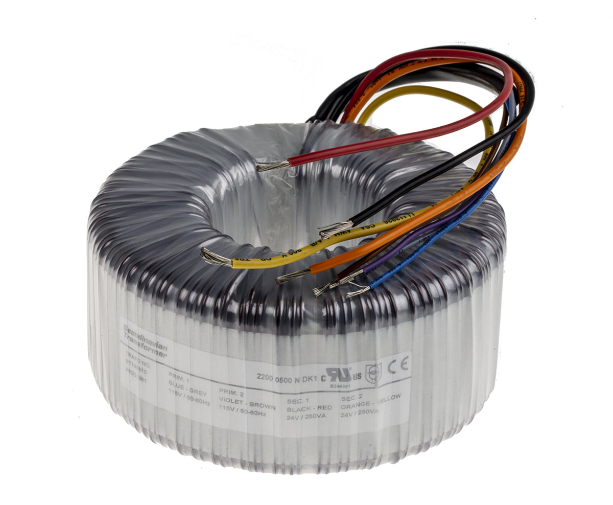 TieDex UK 2 x 115 V ac 2 x 24 V ac Toroidal Transformer 2 Output 500, IEC 61558-2-6