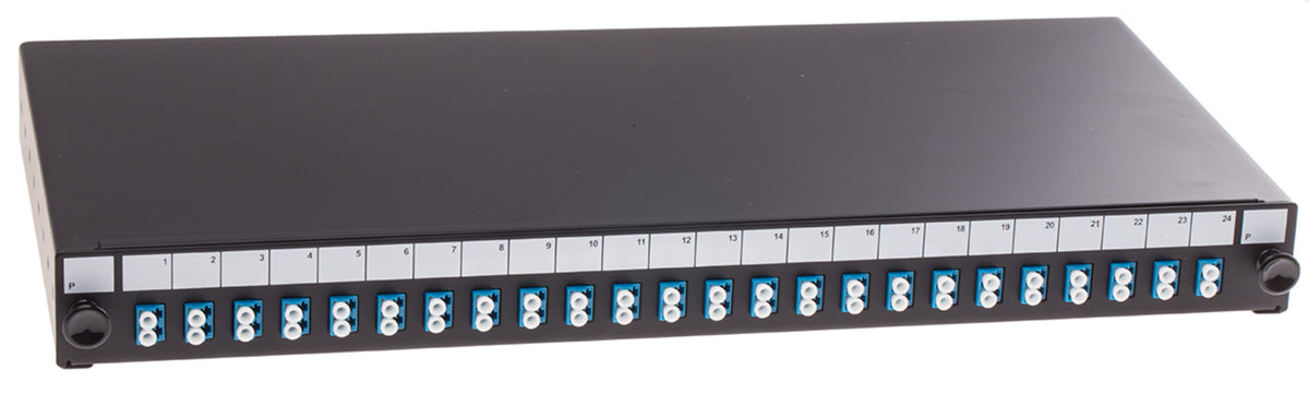 TieDex UK 24 Port LC, Duplex Fibre Optic Patch Panel With 24 Ports Populated, 1 U 44 mm