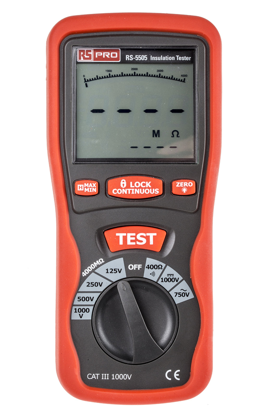 TieDex UK RS5505 Insulation Tester, 125 V Min, 1 kV Max, 4000 mΩ CAT III, UKAS