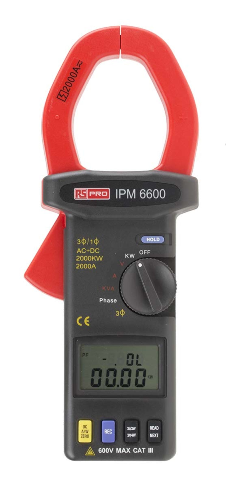 TieDex UK IPM6600 Clamp Meter, 2000 A dc 2 kA 600 V dc 600 V ac CAT III, RSCAL