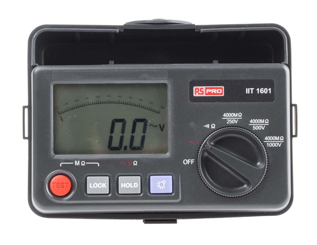 TieDex UK IIT1601 Insulation Tester, 250 V Min, 1 kV Max, 4000 mΩ Footrest, UKAS