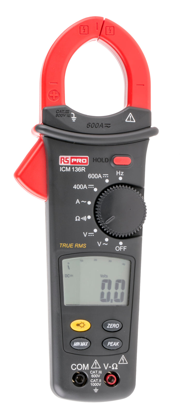 TieDex UK ICM136R Clamp Meter, 600 A 600 A 600 V dc 600 V ac CAT III, CAT II Non-Contact Voltage Detector