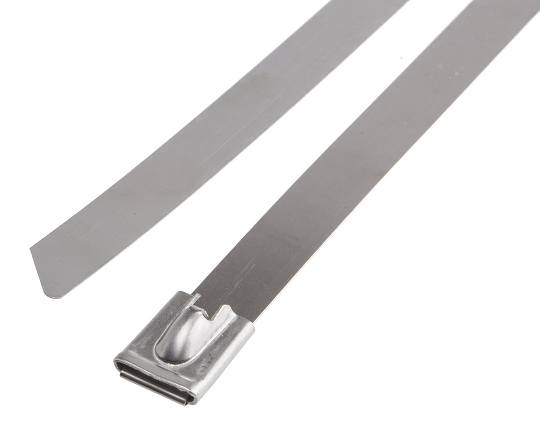 TieDex UK Cable Tie, Roller Ball, 840 mm x 12mm, Silver Stainless Steel