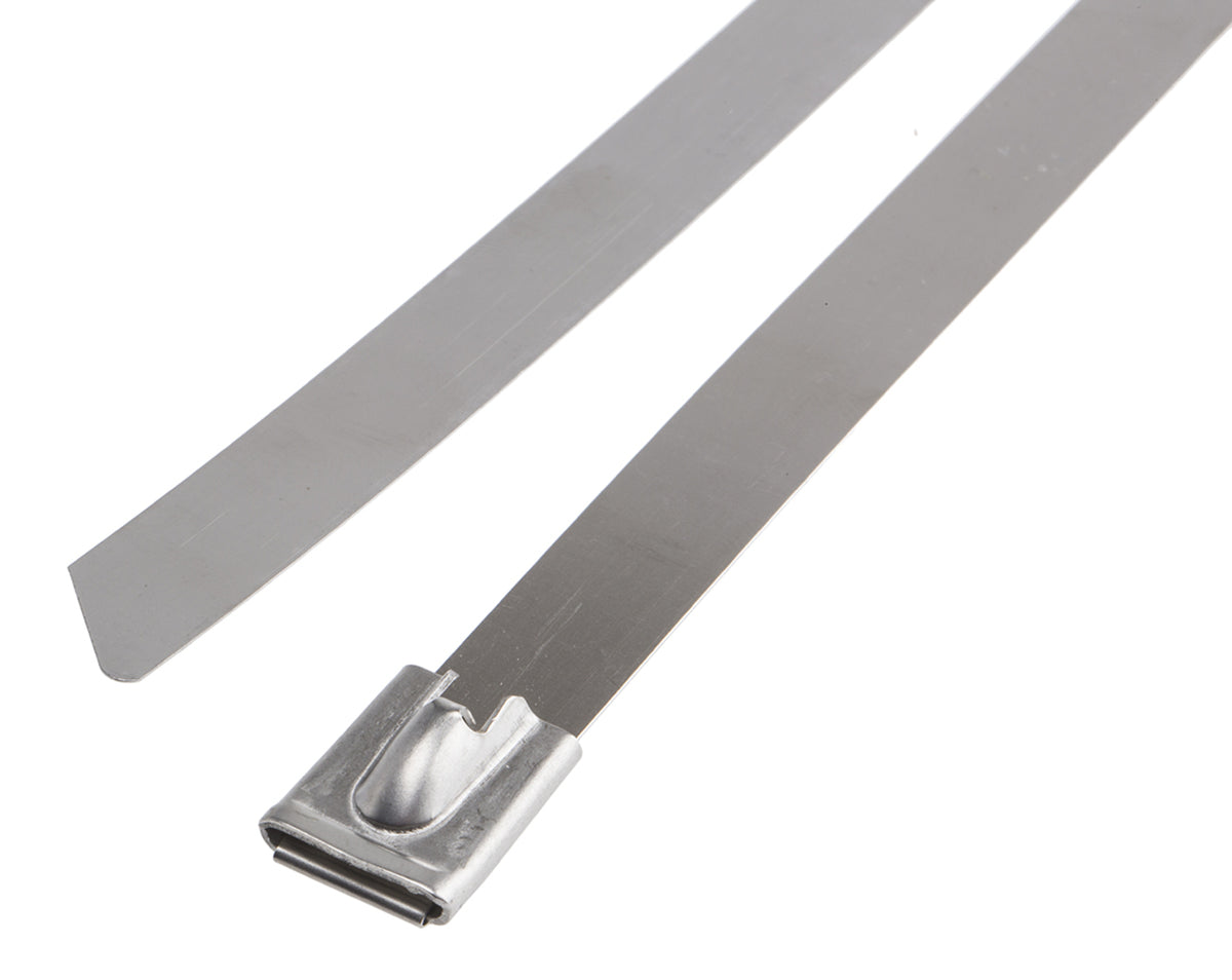 TieDex UK Cable Tie, Roller Ball, 840 mm x 12mm, Silver Stainless Steel