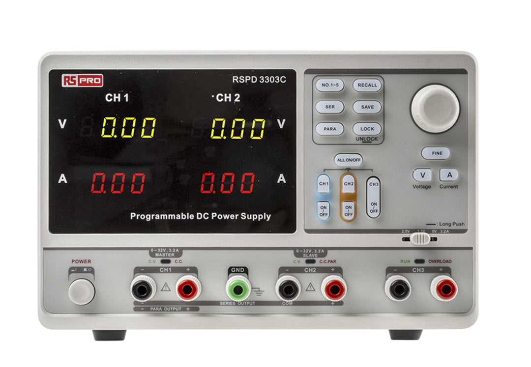 TieDex UK Digital Bench Power Supply, 3-Output 0 V ac to 32V, 220 W, 3.2 A Max