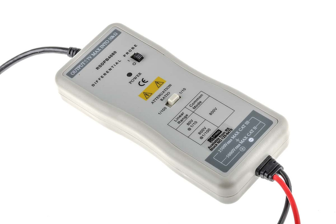 TieDex UK Oscilloscope Probe, Differential Type, 50 MHz, 1:10, 1:100, BNC, USB Type B, Socket Connector