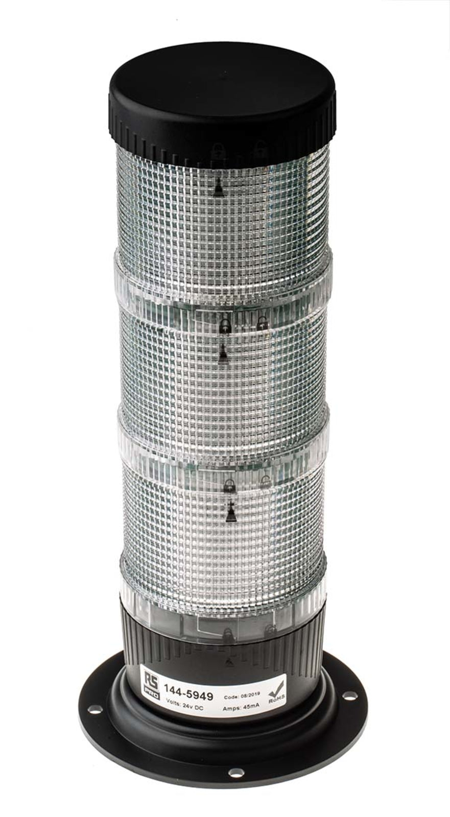 TieDex UK Amber, Green, Red LED Beacon, 3 Lights 24V dc Surface