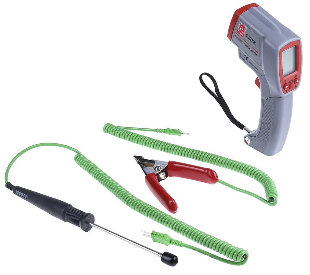 TieDex UK RS1327K Thermometer Kit, 1350 °C Max, ±0.1 Reading +1°C % Accuracy, Fahrenheit, °C, F Measurements