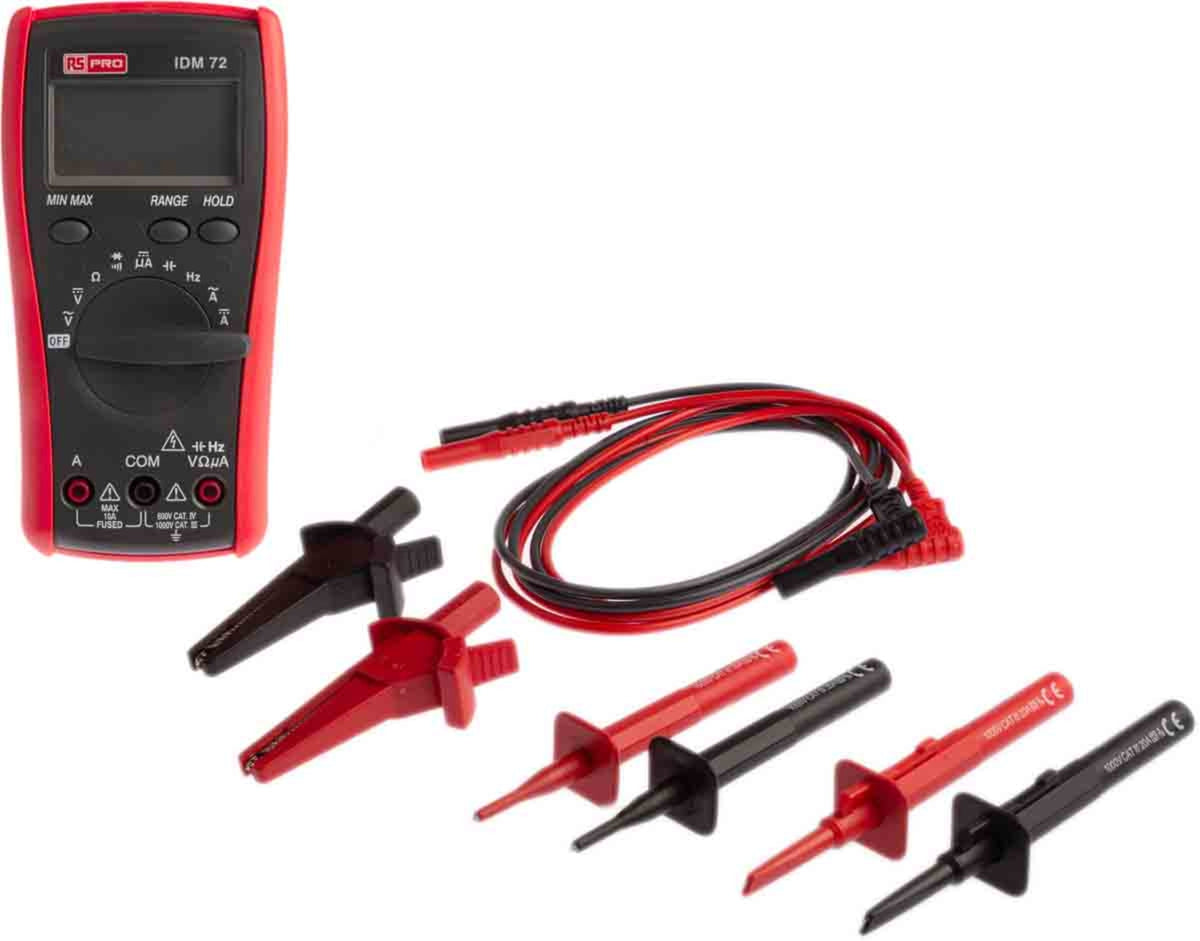 TieDex UK IDM72 Handheld Multimeter True RMS, 10 A ac, 10 A dc, 600 V ac