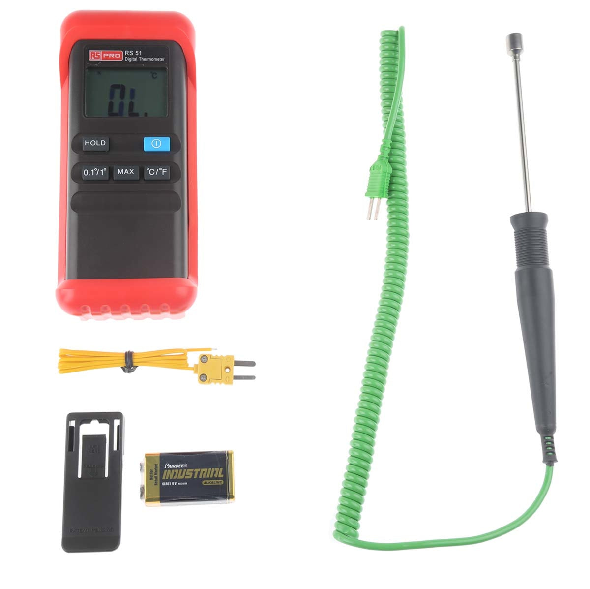 TieDex UK, K Probe Wired RS51 Digital Thermometer, 1 Input(s), 1300 °C Max, ±0.2 Reading +1°C % Accuracy
