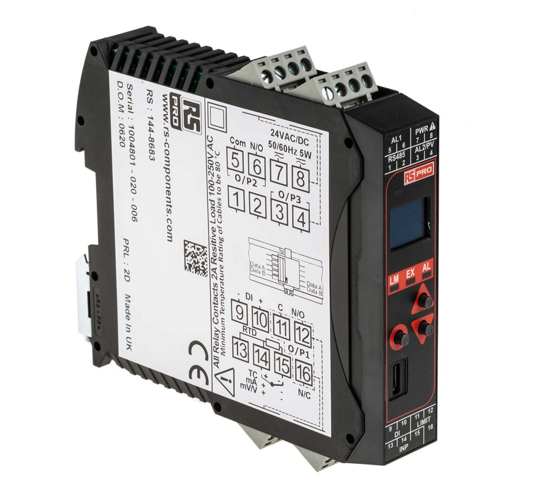 TieDex UK DIN Rail PID Temperature Controller 3 Input, 2 Output Relay 240V ac Controller