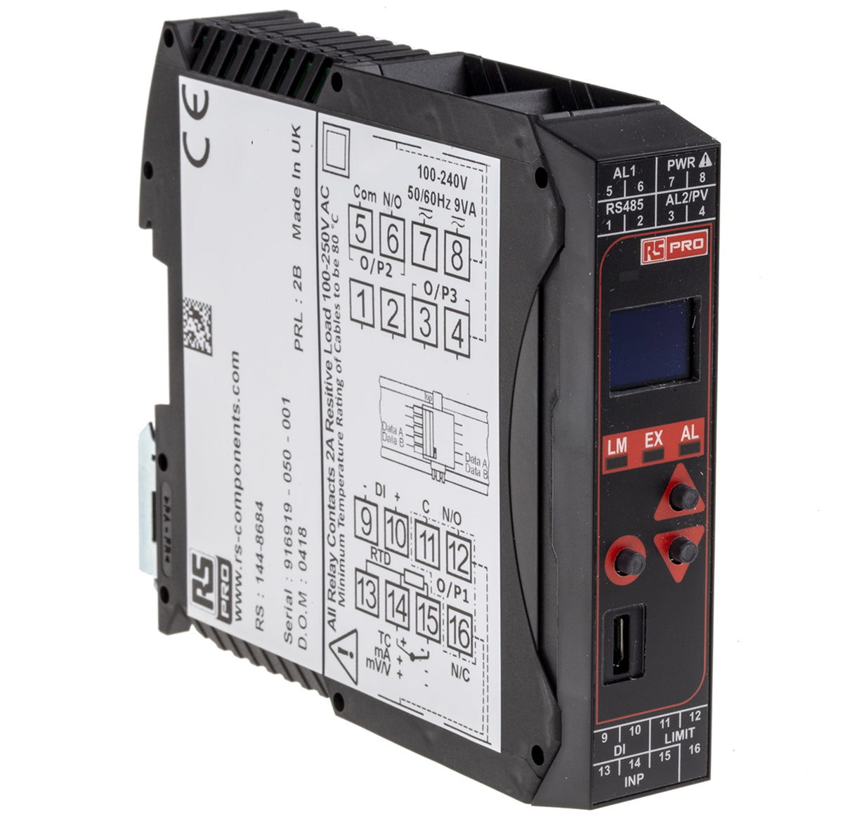 TieDex UK DIN Rail PID Temperature Controller 3 Input, 2 Output Relay 24V ac Controller
