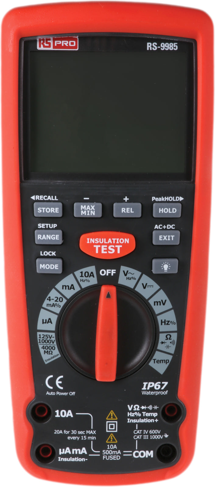 TieDex UK RS-9985 Insulation Tester, 125 V Min, 1 kV Max, 4 GΩ CAT IV, CAT III