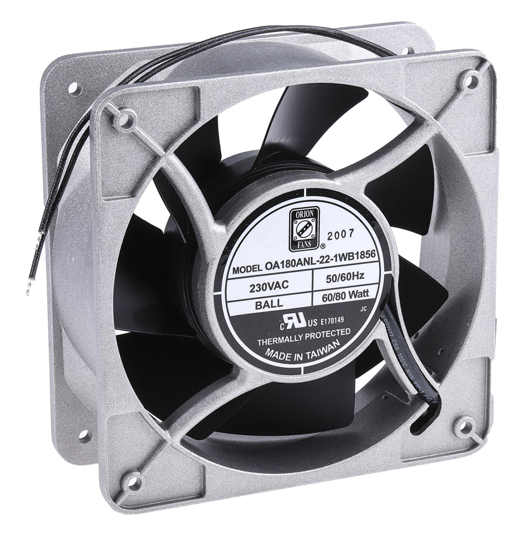TieDex UK Axial Fan, 230V ac, 679.6 m³/h, 80 W, IP56 180 mm, 180mm, 65 mm