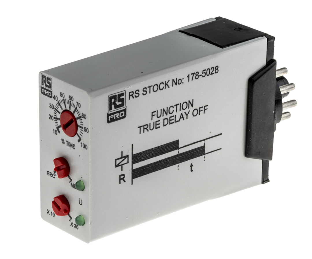 TieDex UK Timer Relay, 11-Contact, 12 to 240 V dc 24V ac/dc, 110 V ac, 230 V ac, 0.1 s to 30 min, 1-Function, DPDT Switch