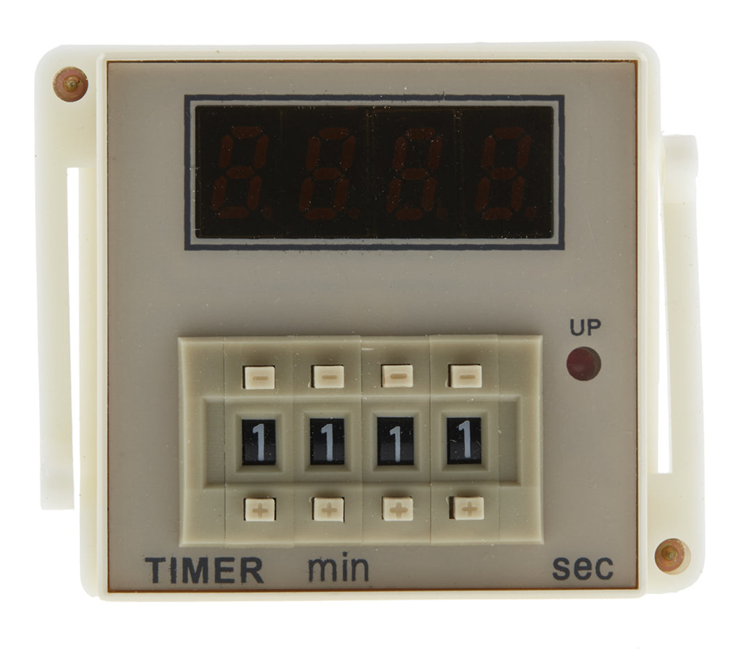 TieDex UK Timer Relay, 1-Contact 100V ac, 240 V ac, 99 min 59 s, 1-Function, SPDT Switch Configuration