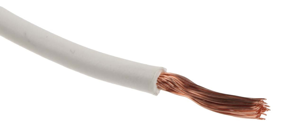 TieDex UK White Hook Up Wire, 14 AWG, 50 x 0.25 mm, 250 μm core strands, 100 m, Polyvinyl Chloride