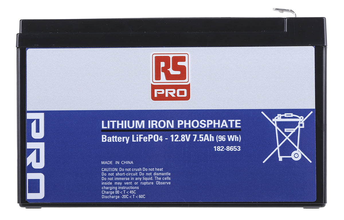TieDex UK 12.8 V Lithium Iron Phosphate Rechargeable Battery Pack, 7.5 Ah