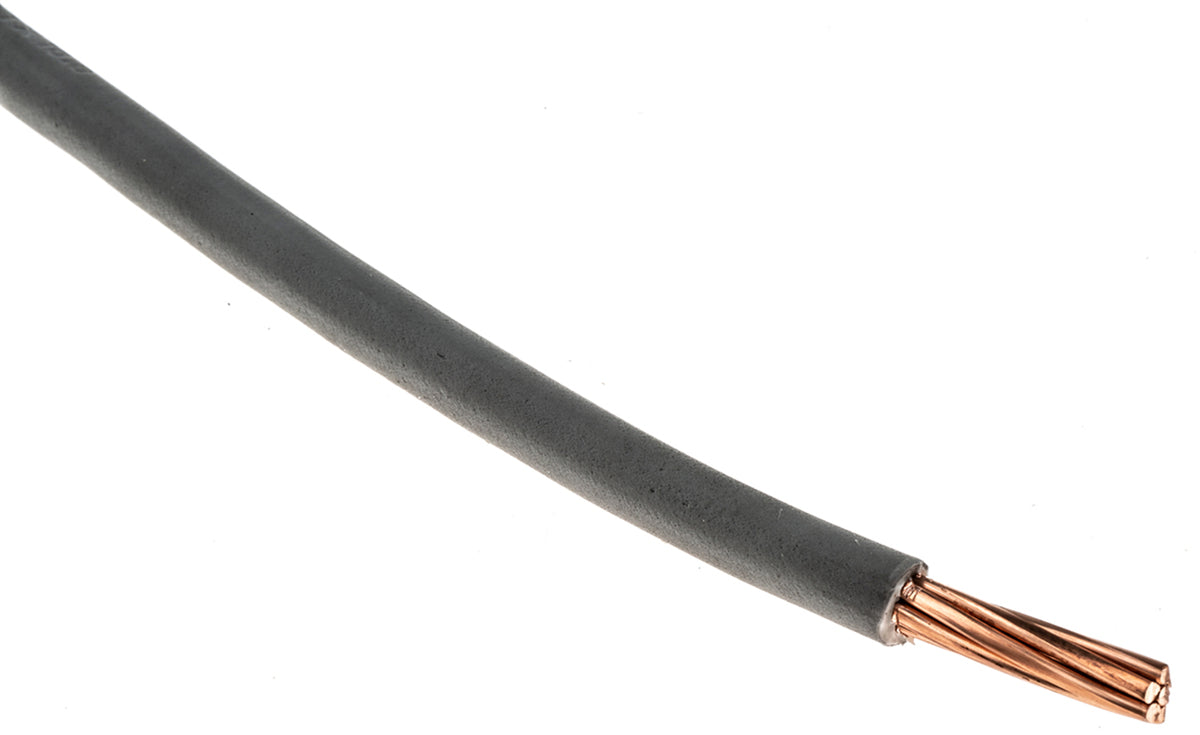 TieDex UK 6491X Series Grey Hook Up Wire, 7/1.35 mm, 1.35 mm core strands, 50 m, Polyvinyl Chloride