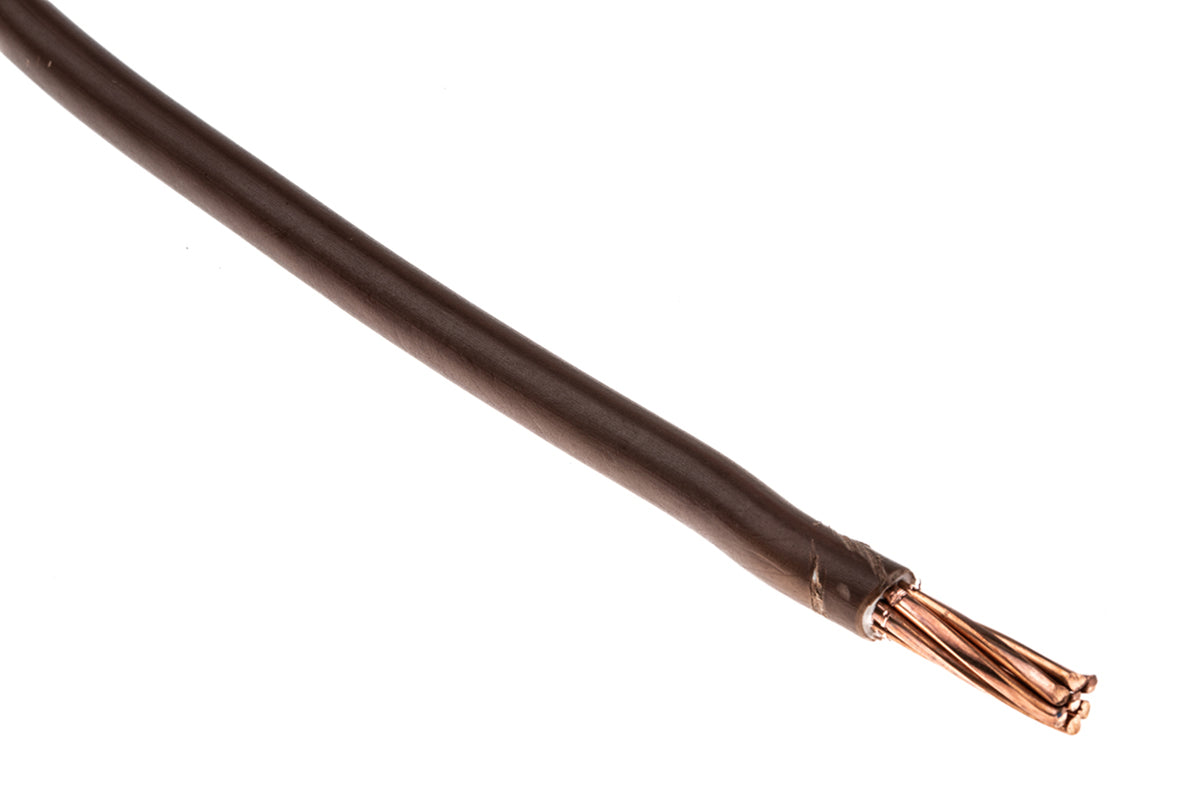 TieDex UK 6491X Series Brown Hook Up Wire, 7/1.7 mm, 1.7 mm core strands, 50 m, Polyvinyl Chloride