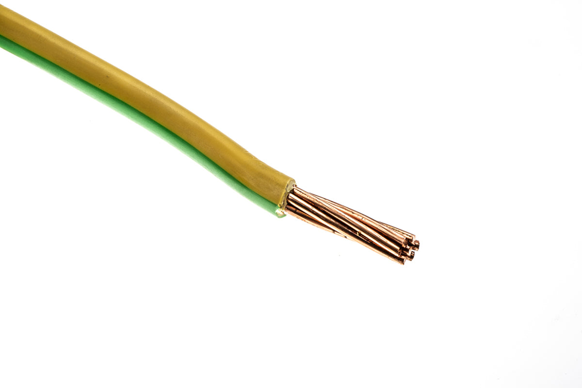 TieDex UK 6491X Series Green, Yellow Hook Up Wire, 7/2.14 mm, 2.14 mm core strands, 50 m, Polyvinyl Chloride