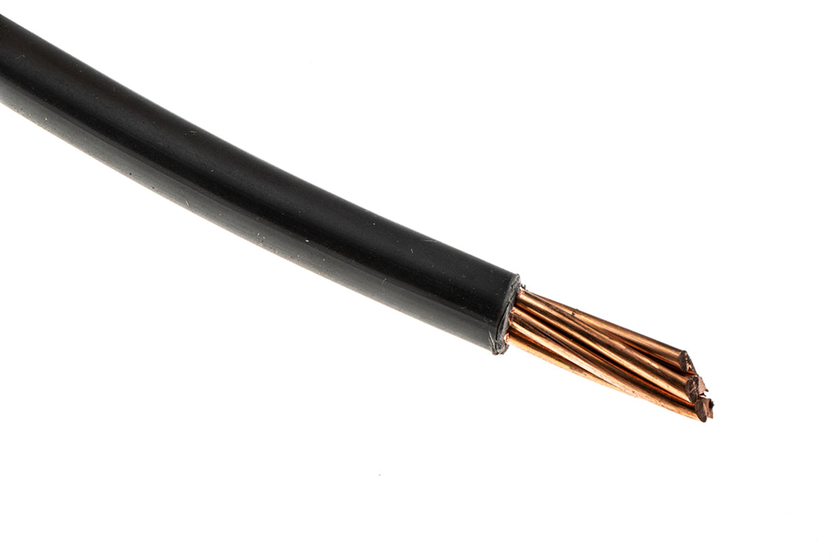 TieDex UK 6491X Series Black Hook Up Wire, 7/2.52 mm, 2.52 mm core strands, 50 m, Polyvinyl Chloride