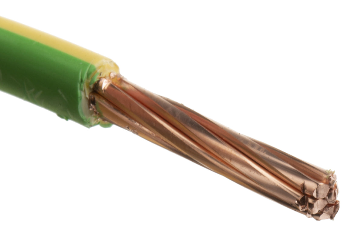 TieDex UK 6491B Series Yellow, Green Hook Up Wire, 7/1.35 mm, 1.35 mm core strands, 100 m, Thermoplastic Polyolefin