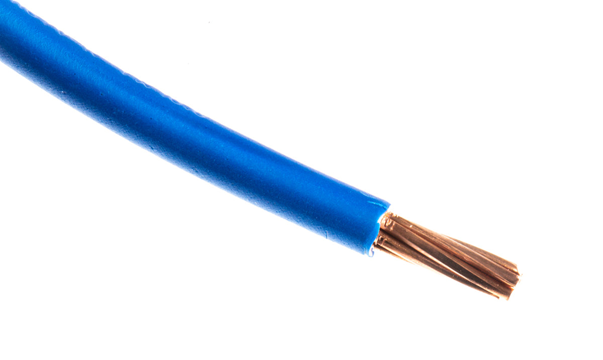 TieDex UK 6491B Series Blue Hook Up Wire, 7/1.7 mm, 1.7 mm core strands, 50 m, Thermoplastic Polyolefin