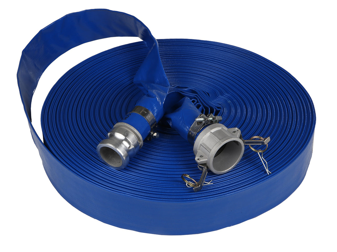 TieDex UK Flat Roll-Up Hose with Coupling, Male Female, 3 bar, 50 m Long