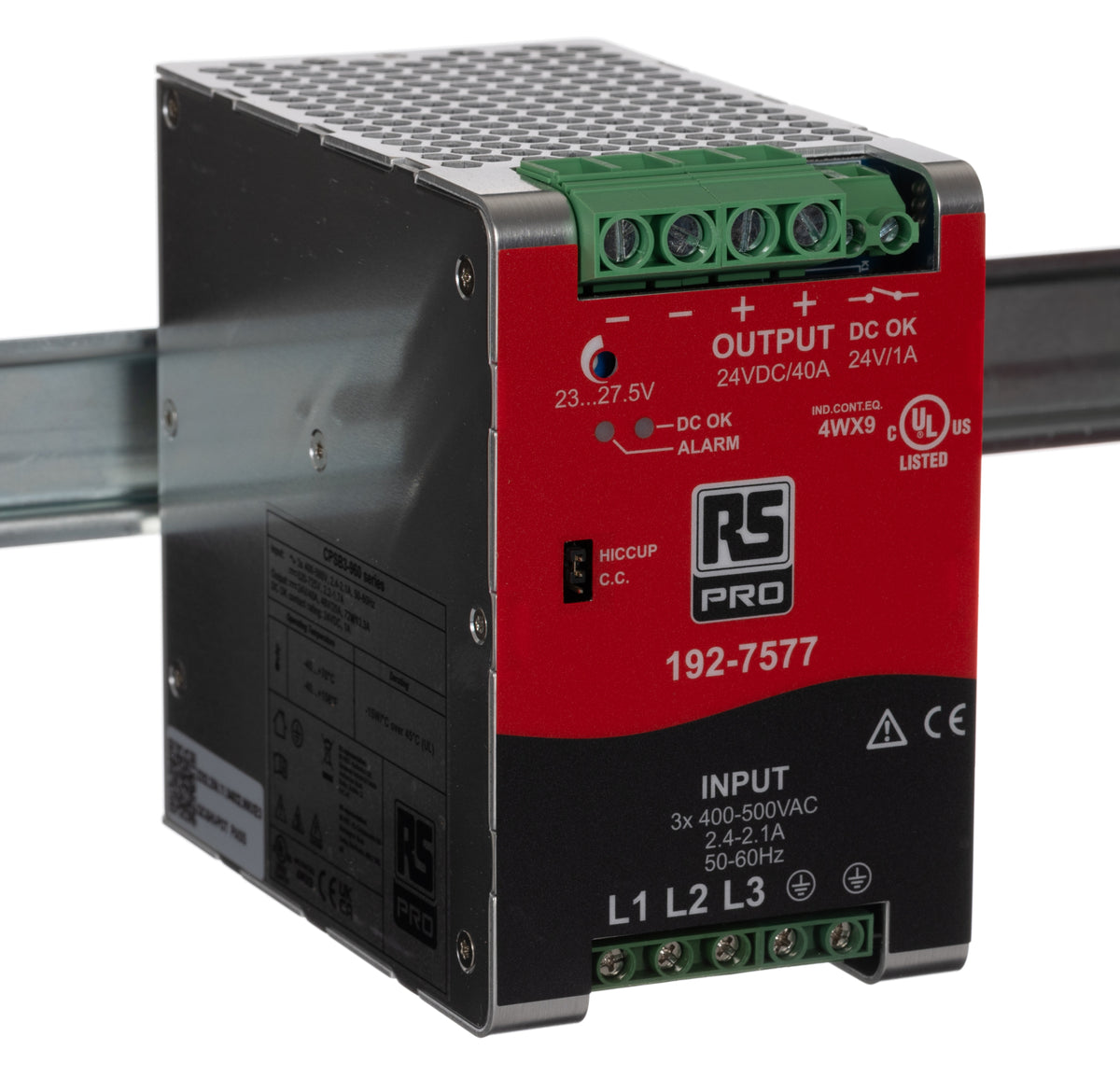 TieDex UK Switched Mode DIN Rail Power Supply 725V AC/DC Input 24V, 40 A Output DC 960 W