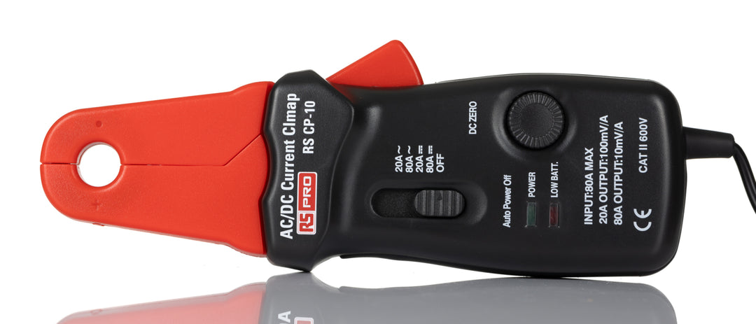 TieDex UK RS CP-10 Current Clamp, 80 A DC Max, AC/DC Adapter, 80 A AC Max, Current Output, UKAS