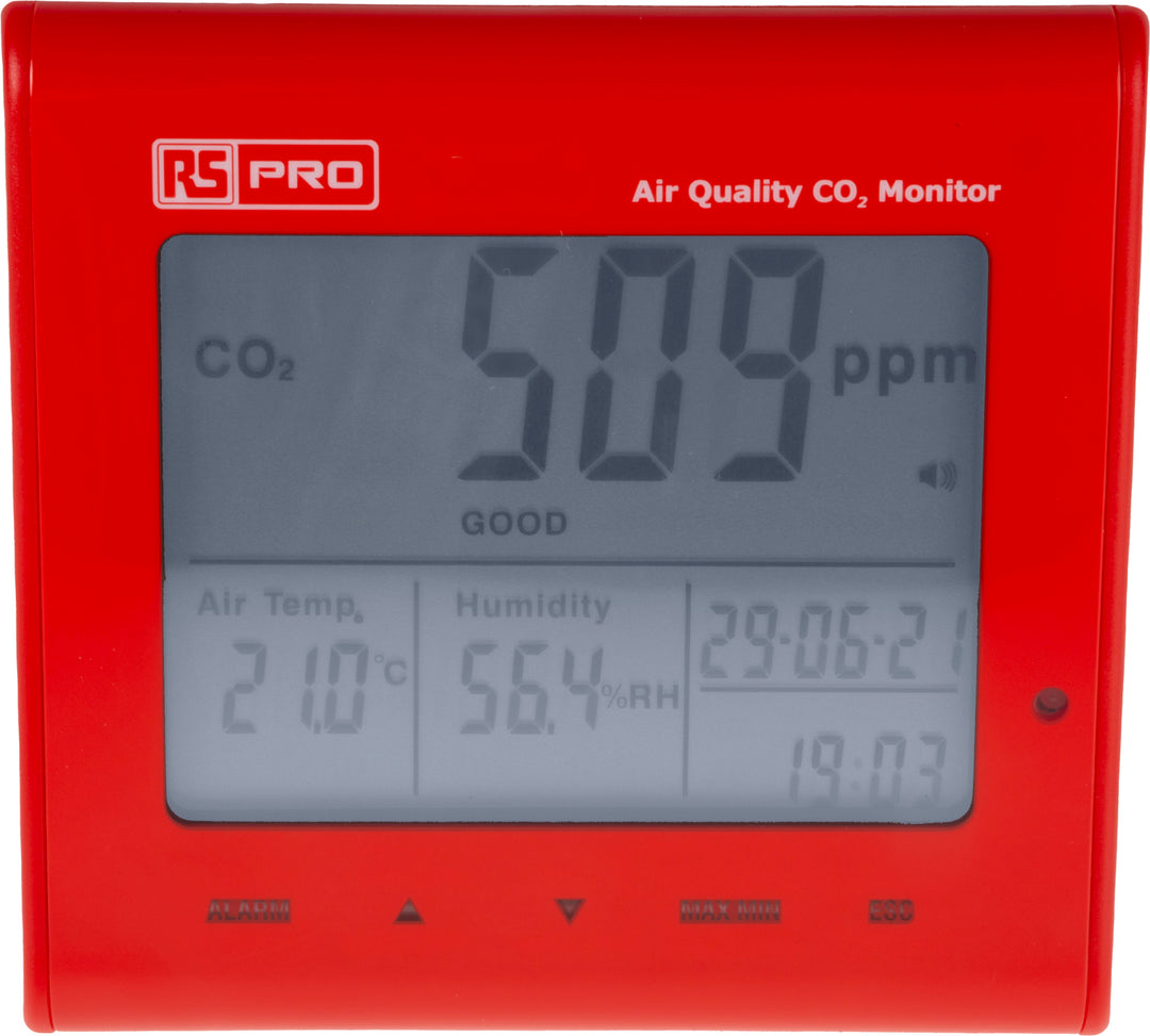TieDex UK DT-802D Data Logging Air Quality Monitor 50 °C, 50 °C Max, 90 %RH Max, Battery, Mains-Powered