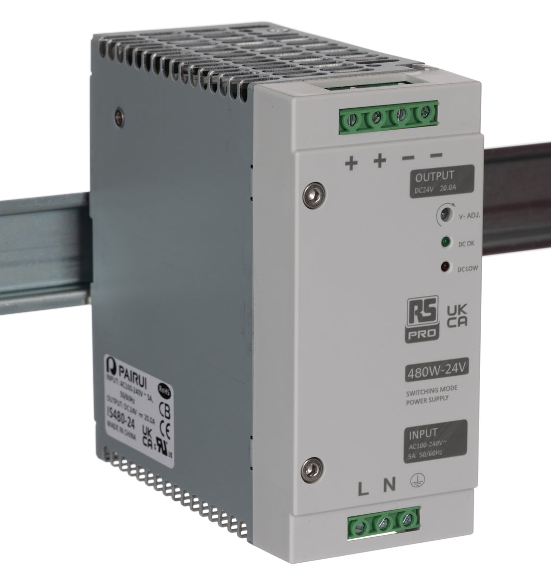 TieDex UK Switched Mode DIN Rail Power Supply 264V ac 24V dc, 20 A Output