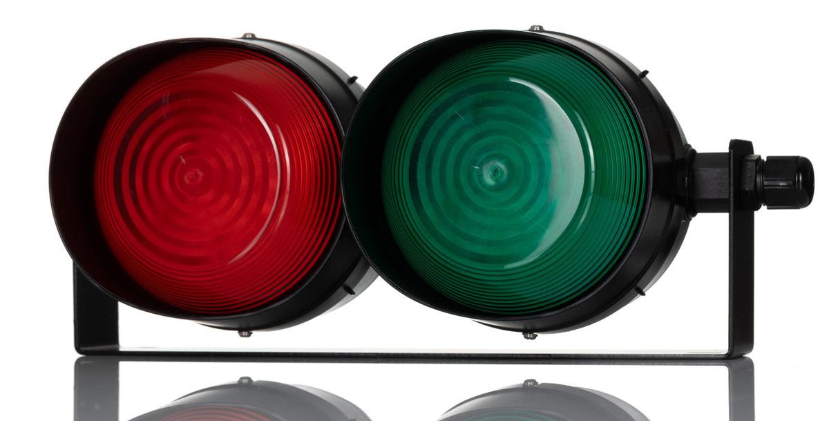 TieDex UK Red, Green Traffic Light LED Beacon, 2 Lights 30V Base