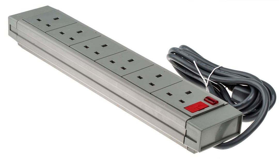 TieDex UK 2 m 6 Socket Type G Extension Lead Power Strips, 230V ac