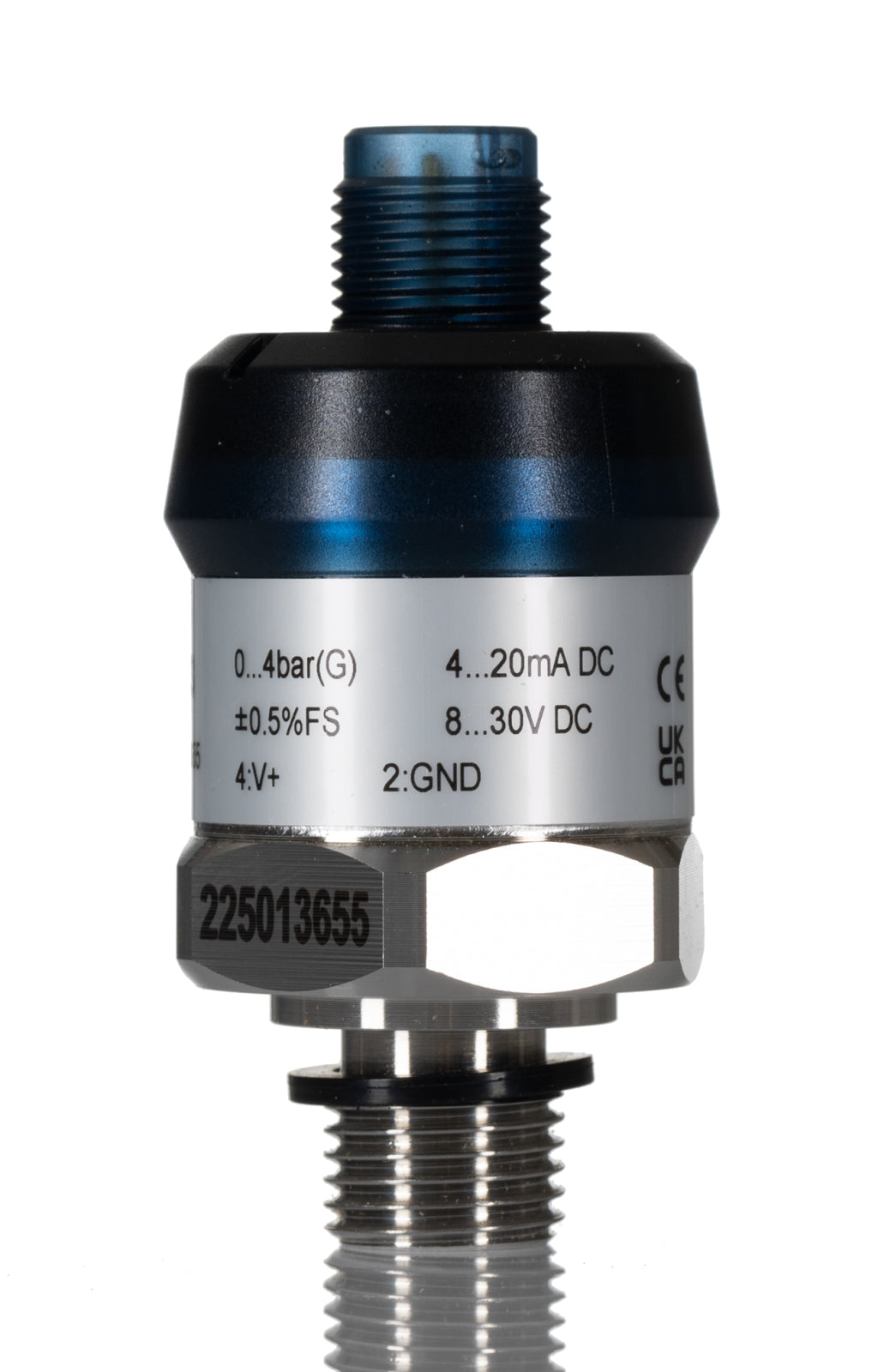 TieDex UK Pressure Sensor, 4 to 20 mA Output 0 bar 4 bar, Gauge Reading
